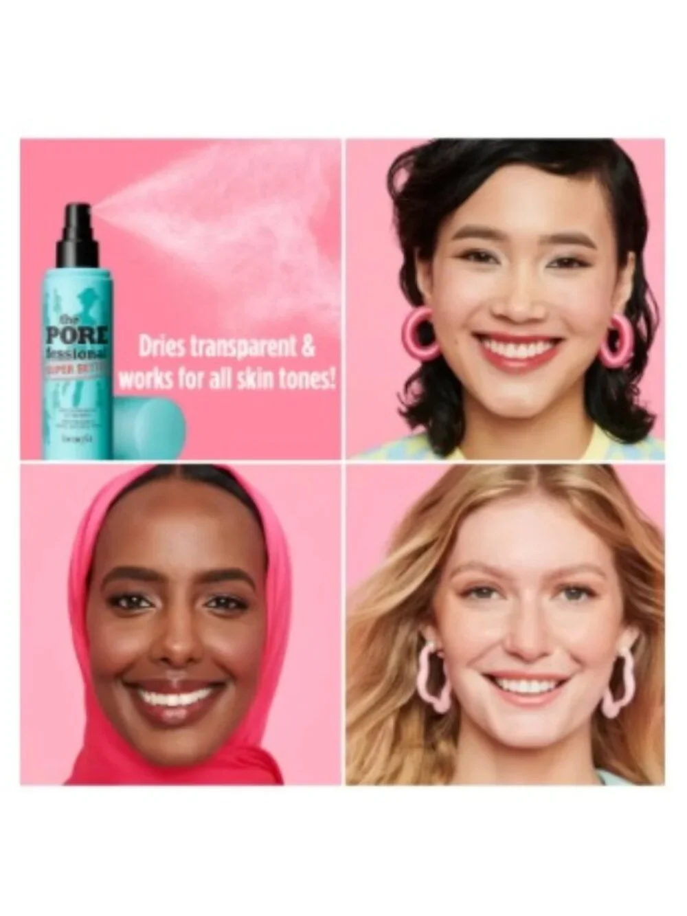 Benefit Beauty Gift Set-The POREfessional Long Last Setting Spray-3pc-BOXED-NEW